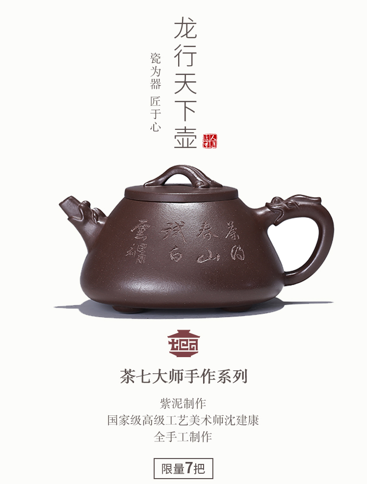 【沈建康】大师茶壶-紫砂壶-龙行天下壶