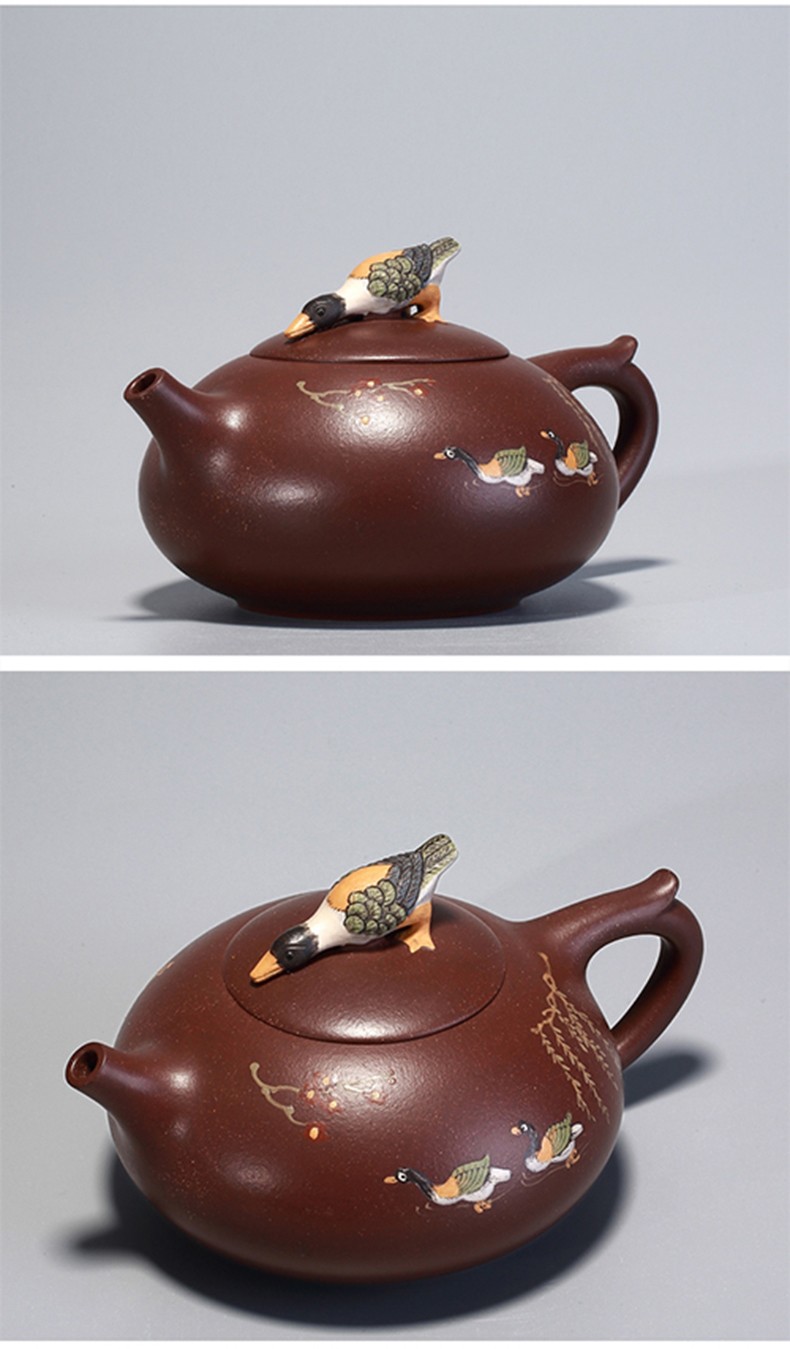 茶壶紫砂壶鸳鸯戏水壶