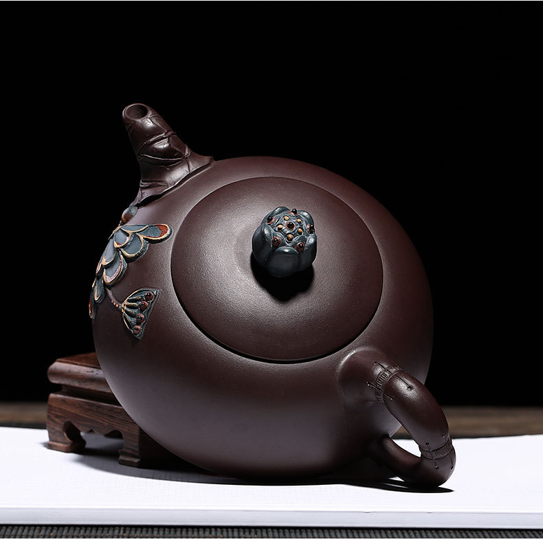 【常月红】大师壶茶壶-紫砂壶-莲花半月壶 茶七网上商城tea7.com