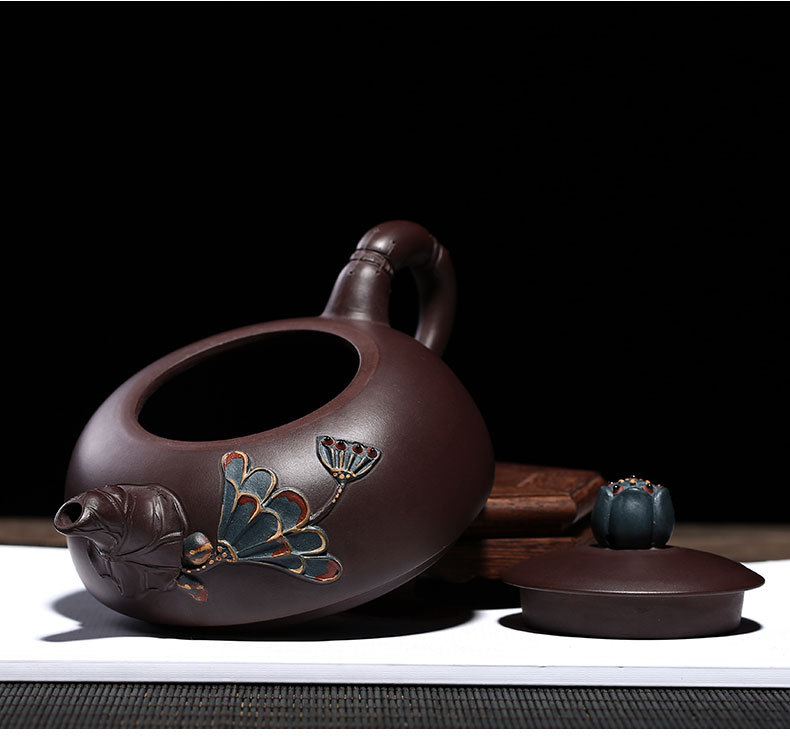 【常月红】大师壶茶壶-紫砂壶-莲花半月壶 茶七网上商城tea7.com